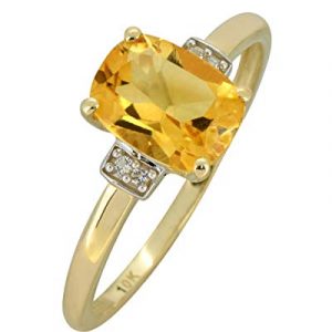 YoTreasure 1.40 Cts. Yellow Citrine Solid 10K Yellow Gold Gemstone Princess Ring