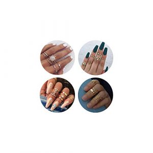 QXFQJT Knuckle Ring Set Vintage Stackable Midi Finger Rings Set for Women Girl Hollow Carved Flowers